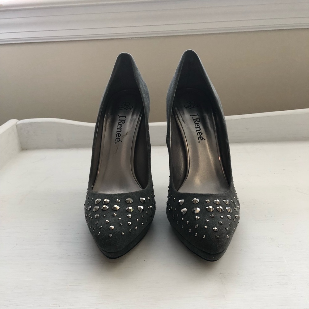 SOLD: J.Renee grey studded pumps